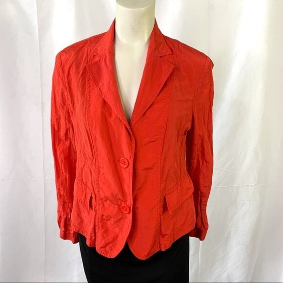 RIANI RED CHIFFON BLAZER SINGLE BREAST JACKET MADE IN POLAND SIZE 12 - Picture 3 of 10